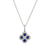 18KT White Gold Sapphire and Diamond Clover Pendant