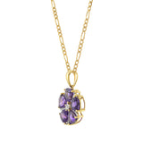 18KT Yellow Gold Amethyst and Diamond Flower Pendant