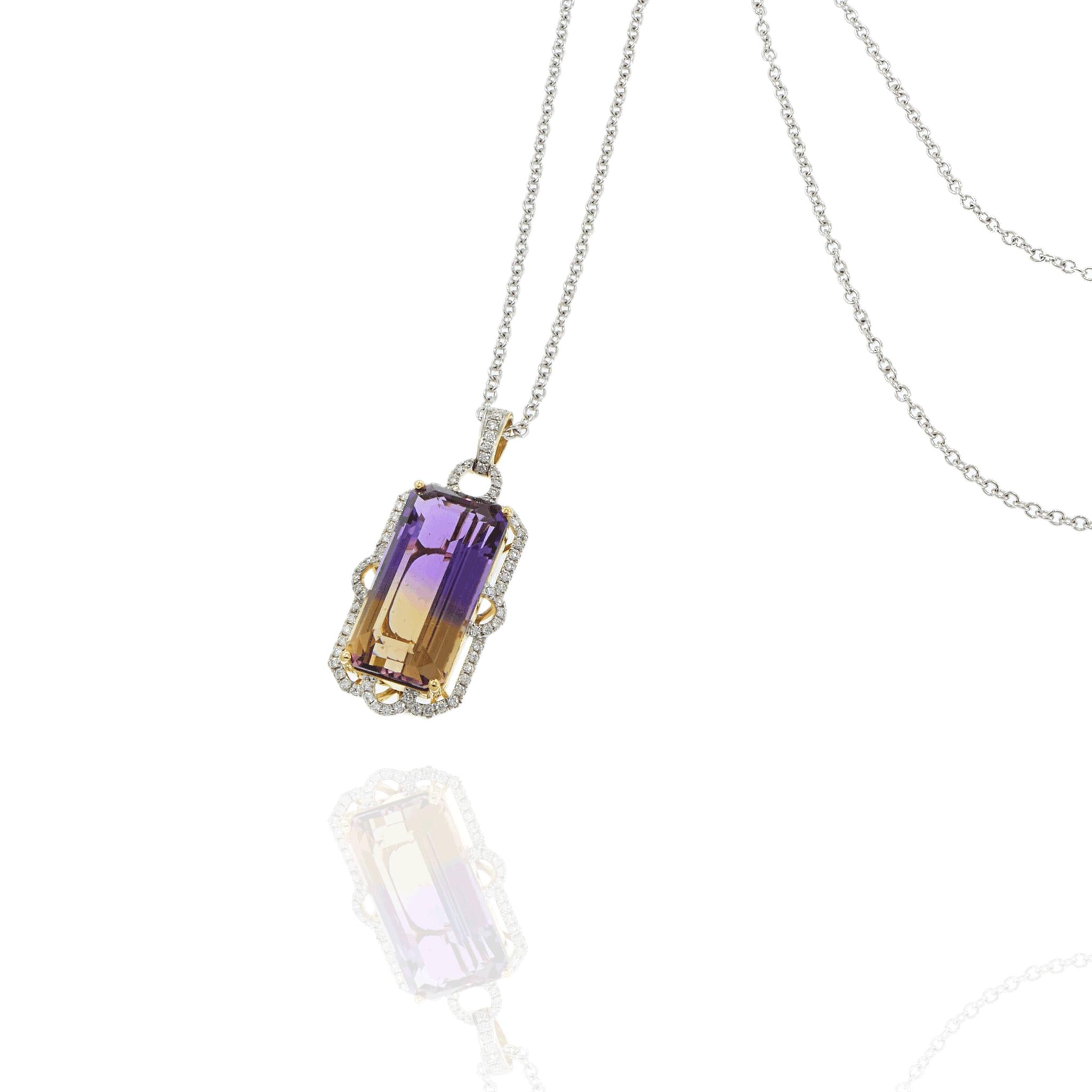 18KT Yellow Gold Ametrine and Diamond Pendant