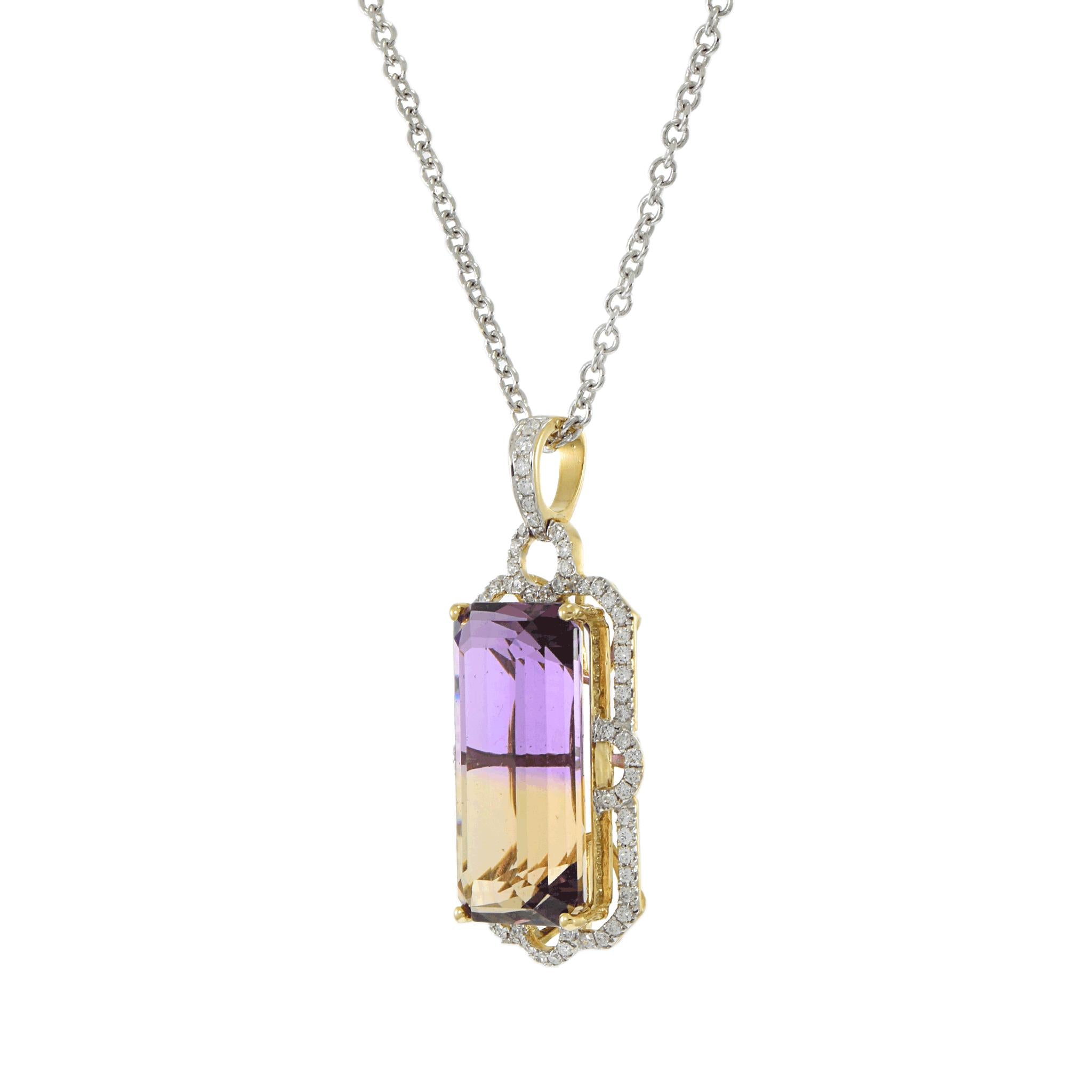 18KT Yellow Gold Ametrine and Diamond Pendant