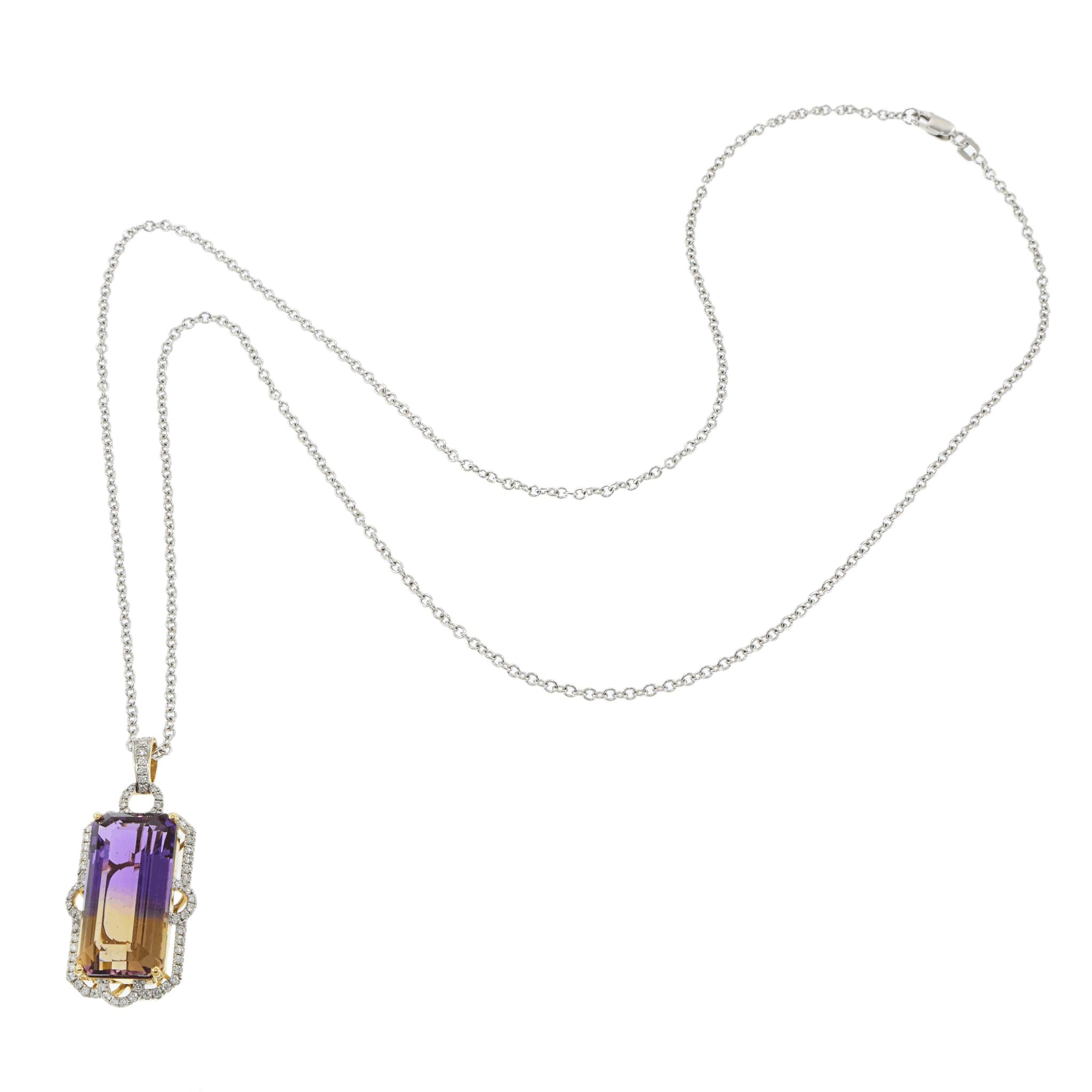 18KT Yellow Gold Ametrine and Diamond Pendant