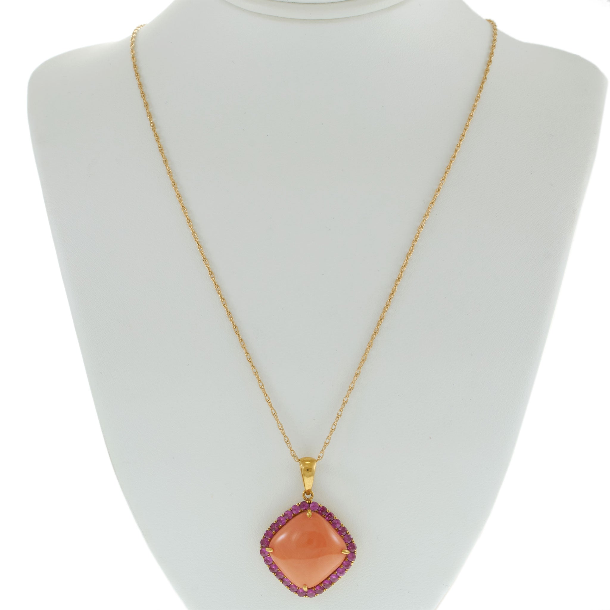 18kt Yellow Gold Coral and Pink Sapphire Pendant