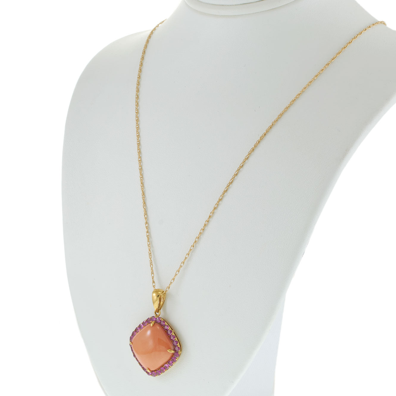 18kt Yellow Gold Coral and Pink Sapphire Pendant