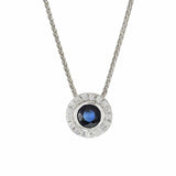 14KT White Gold Blue Sapphire And Diamond Pendant Necklace