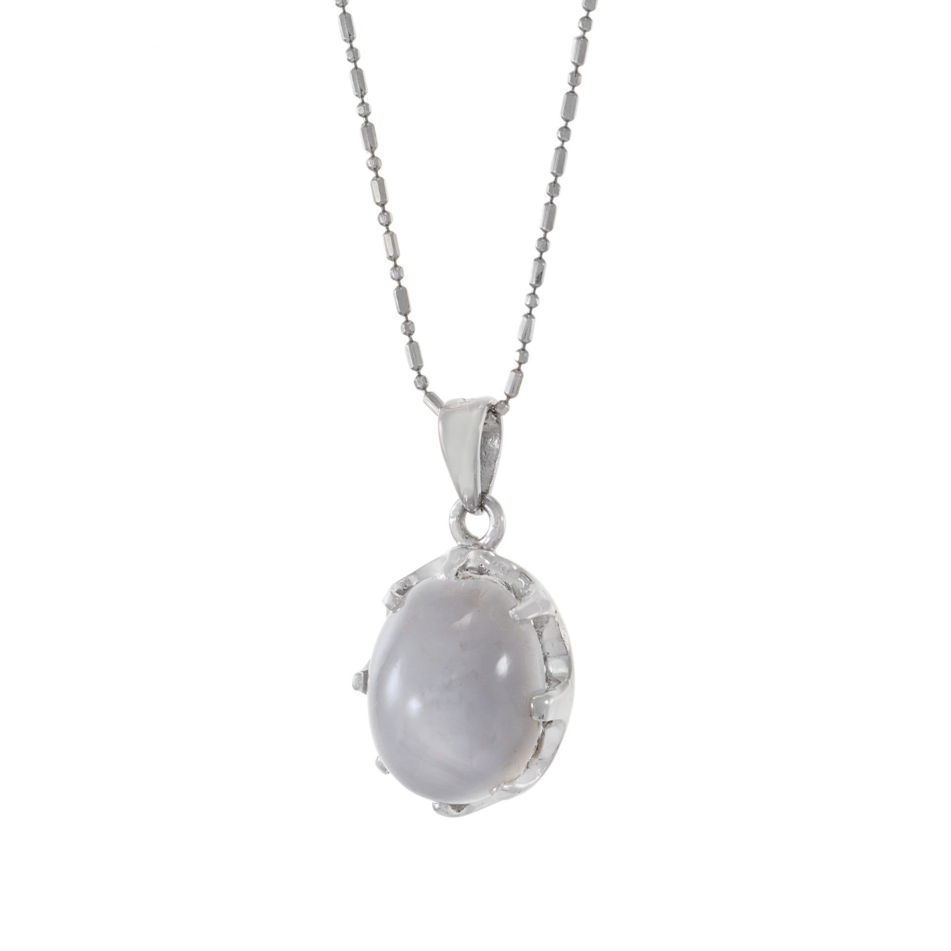 18KT White Gold Natural Star Grey Sapphire Necklace