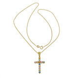 18KT Yellow Gold Multi-Color Sapphire Cross Pendant