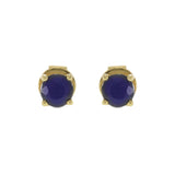 18KT Yellow Gold Blue Sapphire Stud Earrings