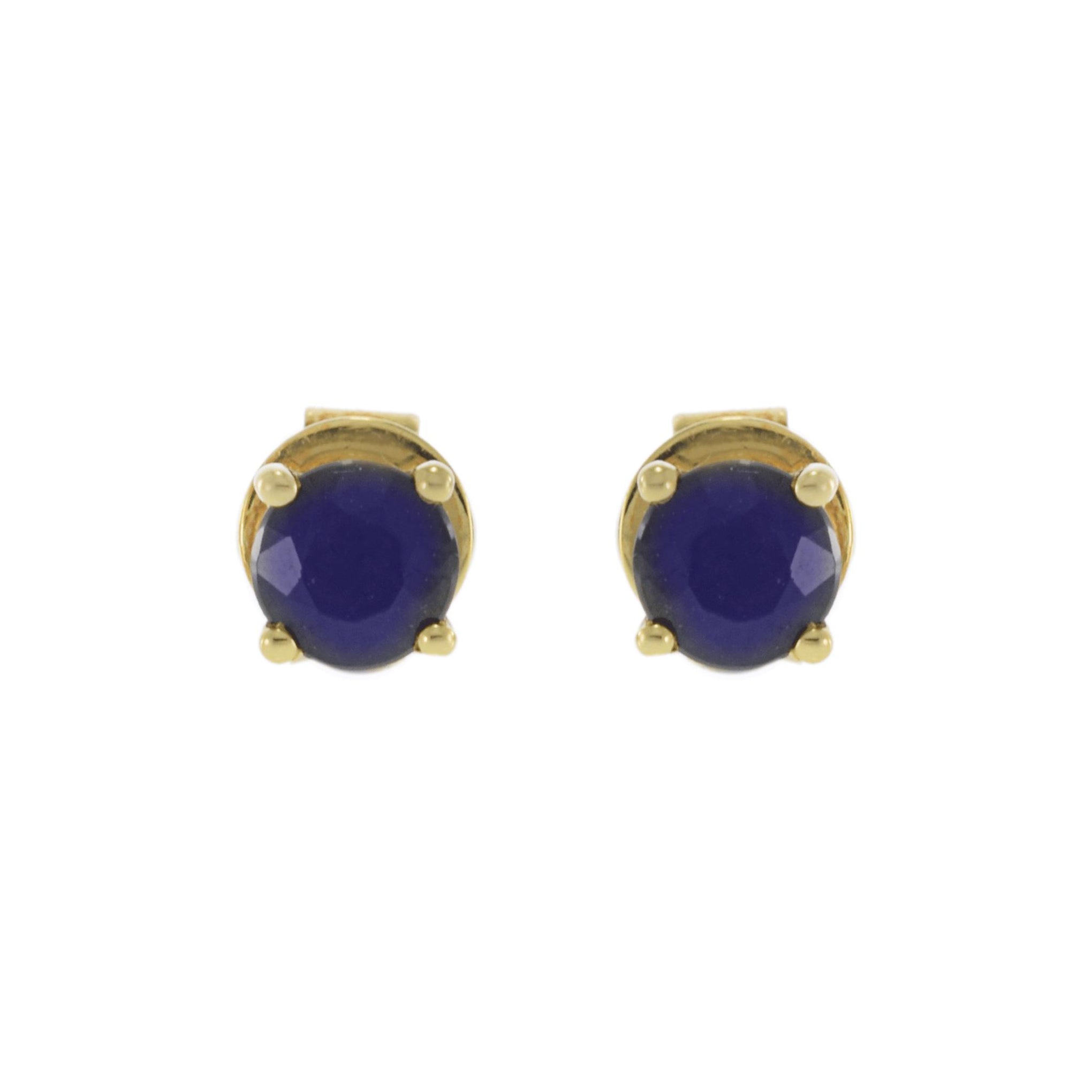 18KT Yellow Gold Blue Sapphire Stud Earrings