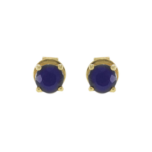 18KT Yellow Gold Blue Sapphire Stud Earrings