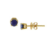 18KT Yellow Gold Blue Sapphire Stud Earrings