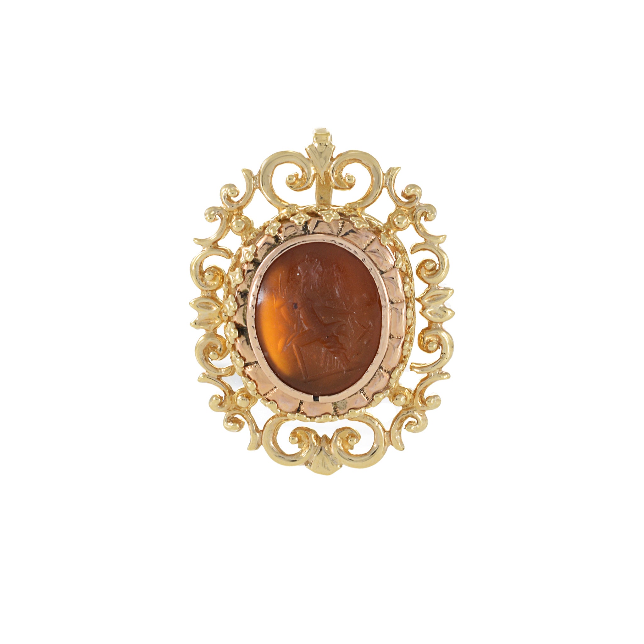 Victorian Era 14KT Yellow Gold Carnelian Intaglio Pendant