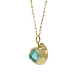 14KT Yellow Gold Estate Genuine Emerald Apple Pendant with Chain