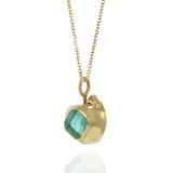 14KT Yellow Gold Estate Genuine Emerald Apple Pendant with Chain