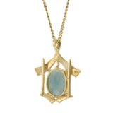 Vintage Genuine Green Jade Pendant with Yellow Gold