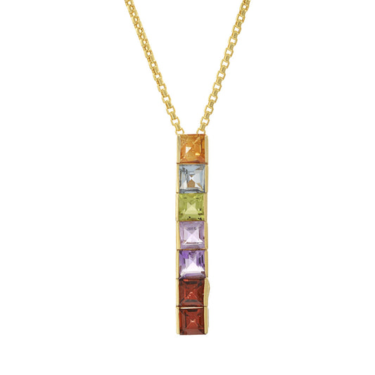 Estate Multi Color Gem Stone Drop Pendant