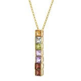 Estate Multi Color Gem Stone Drop Pendant