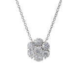 14KT White Gold Cluster Diamond Pendant