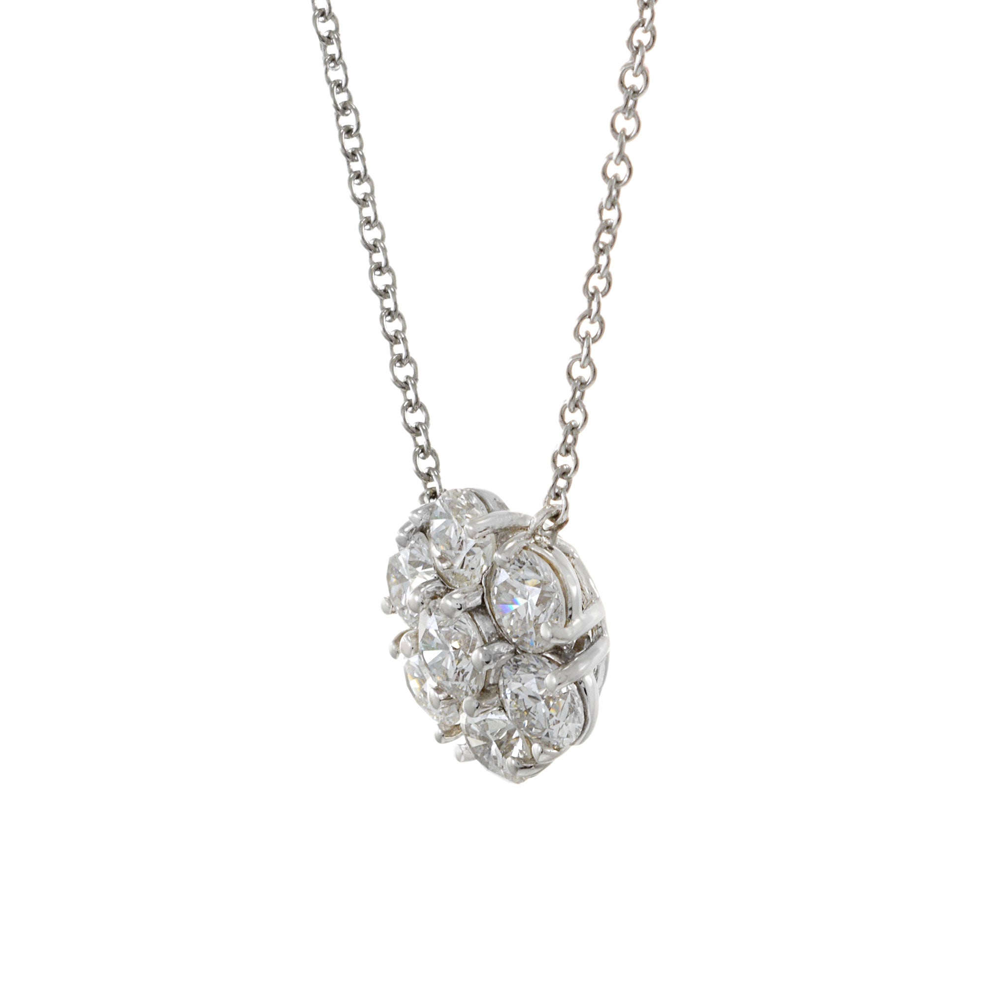 14KT White Gold Cluster Diamond Pendant