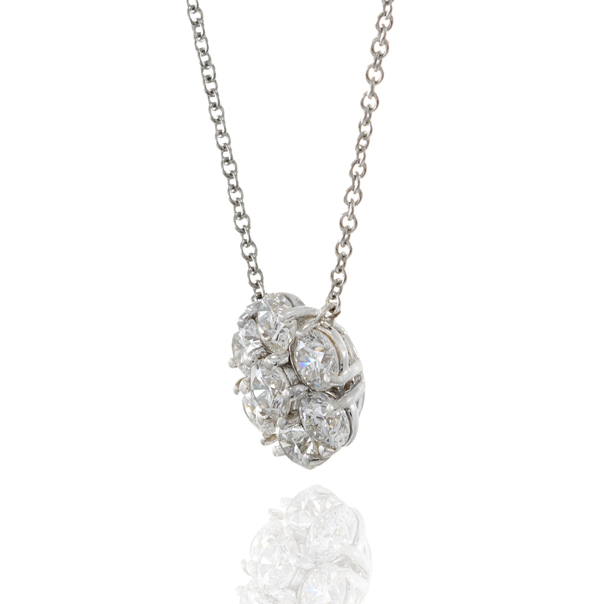 14KT White Gold Cluster Diamond Pendant