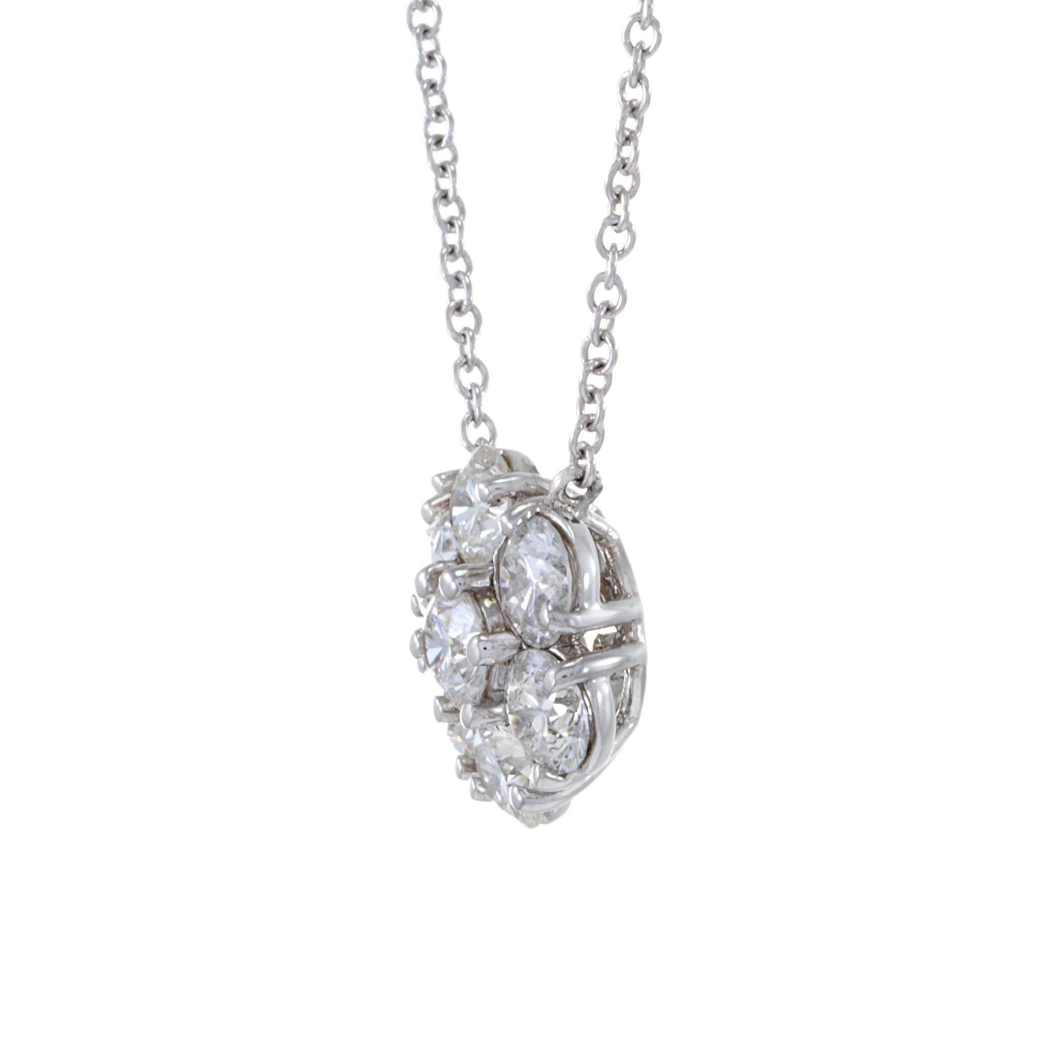 14KT White Gold Cluster Diamond Pendant