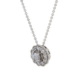 14KT White Gold Deco Style Halo Diamond Pendant Necklace