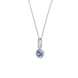 14KT White Gold Tanzanite And Diamond Pendant With Chain