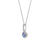 14KT White Gold Tanzanite And Diamond Pendant With Chain