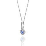 14KT White Gold Tanzanite And Diamond Pendant With Chain