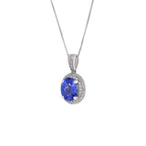 14KT White Gold Oval Tanzanite And Diamond Pendant