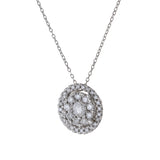 14KT White Gold Halo Cluster Diamond Pendant Necklace