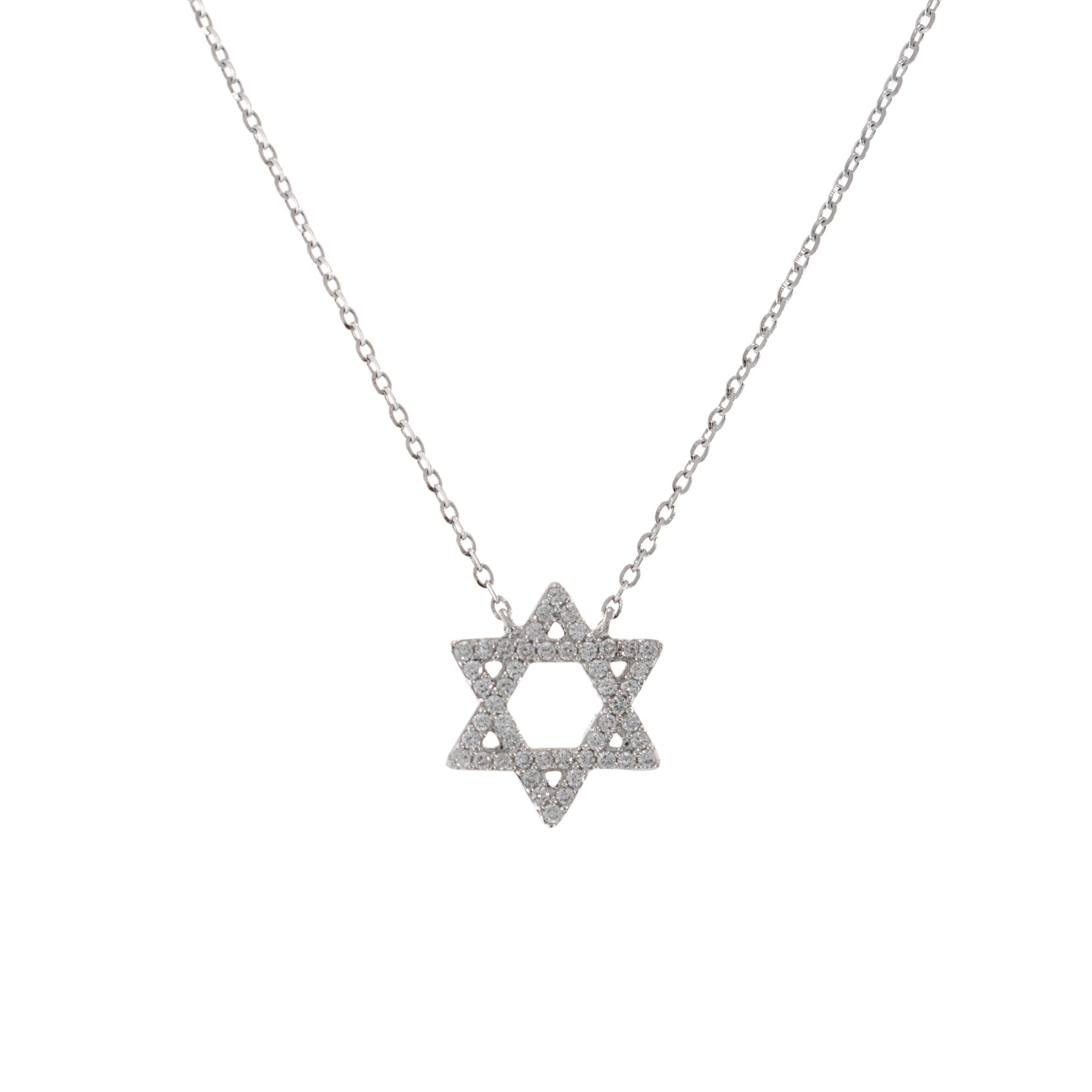 14KT White Gold Star Of David Diamond Pendant