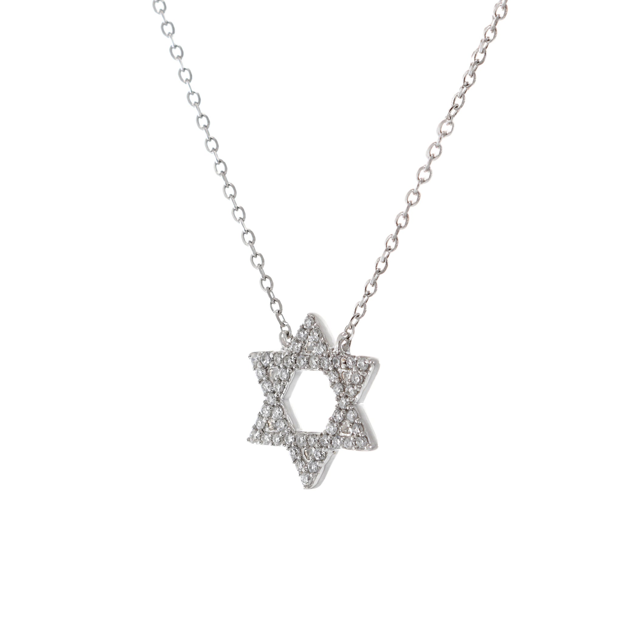 14KT White Gold Star Of David Diamond Pendant