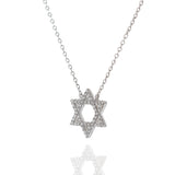 14KT White Gold Star Of David Diamond Pendant