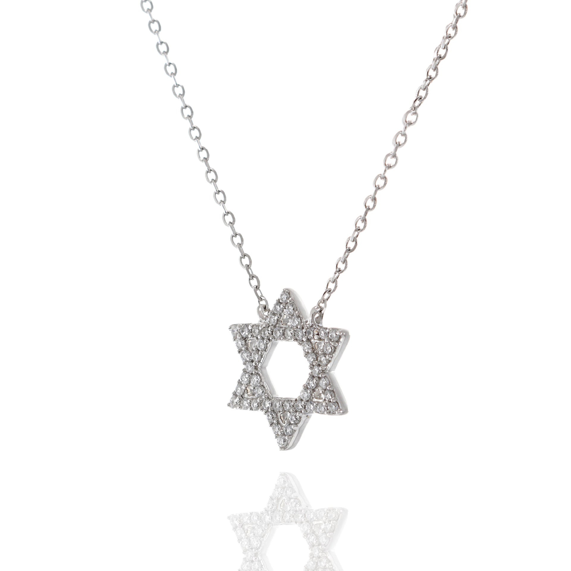 14KT White Gold Star Of David Diamond Pendant