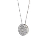 14KT White Gold Round Cluster Diamond Pendant Necklace