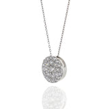 14KT White Gold Round Cluster Diamond Pendant Necklace