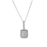 14KT White Gold Multi Emerald Cut Diamond Pendant Necklace