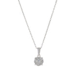 14KT White Gold Round Cluster Diamond Pendant