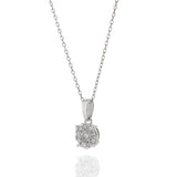 14KT White Gold Round Cluster Diamond Pendant