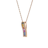 14KT Rose Gold Multi Color Sapphire And Diamond Wave Pendant Necklace