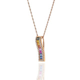 14KT Rose Gold Multi Color Sapphire And Diamond Wave Pendant Necklace