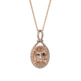 14KT Rose Gold Morganite and Diamond Drop Pendant with Chain