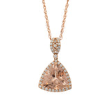 14KT Rose Gold Oval Morganite and Diamond Pendant with Chain