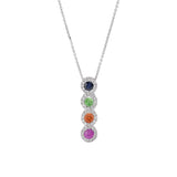 14KT White Gold Multi Sapphire And Diamond Pendant With Chain