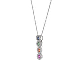 14KT White Gold Multi Sapphire And Diamond Pendant With Chain