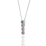 14KT White Gold Multi Sapphire And Diamond Pendant With Chain