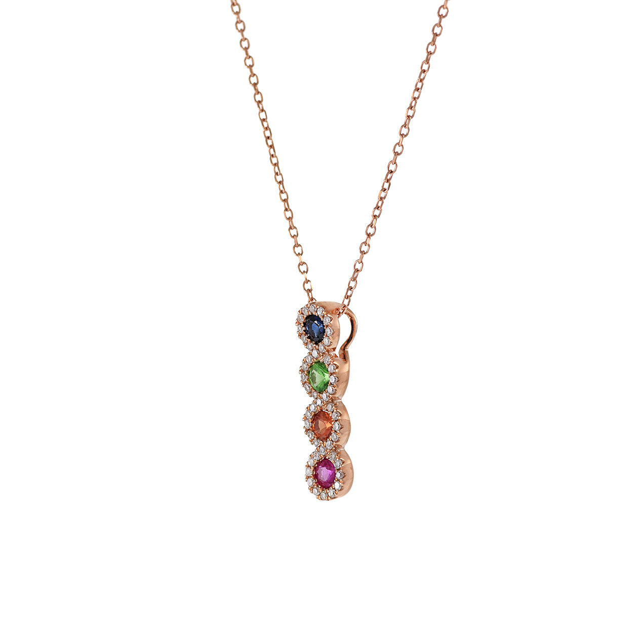 14KT Rose Gold Pendant With Multi Color Sapphire