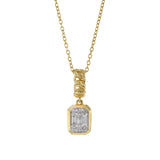 14KT Yellow Gold Multi Cut Diamond Cuban Link Drop Pendant