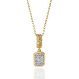 14KT Yellow Gold Multi Cut Diamond Cuban Link Drop Pendant