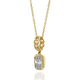 14KT Yellow Gold Multi Cut Diamond Cuban Link Drop Pendant